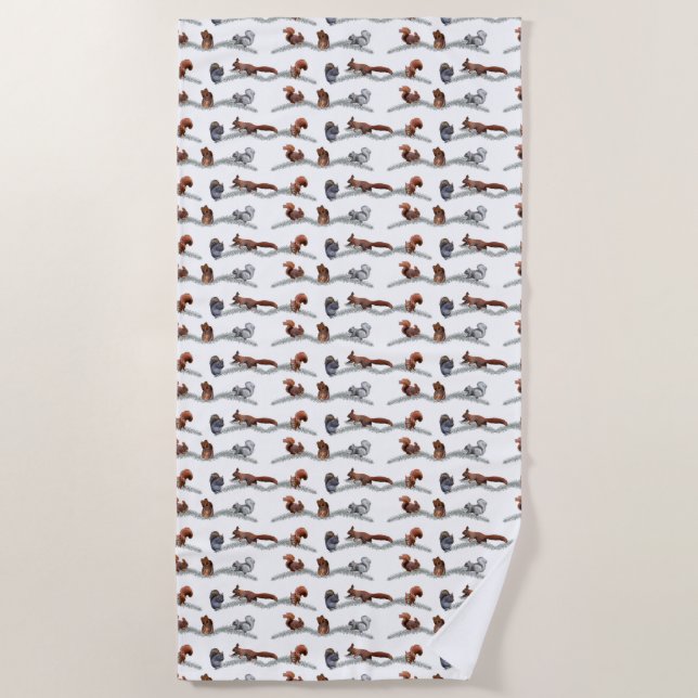 Squirrel Frenzy Beach Towel (choose colour) (Front)
