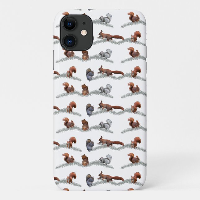 Squirrel Frenzy iPhone 11 Case (choose colour) (Back)