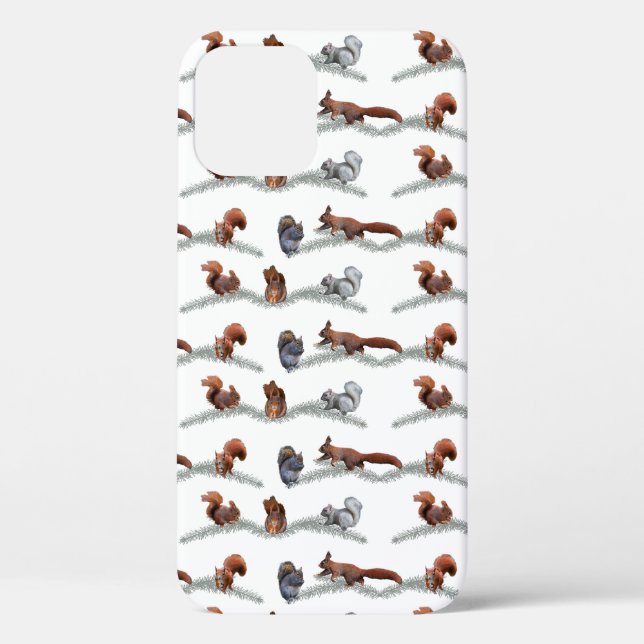 Squirrel Frenzy iPhone 12 Case (choose colour) (Back)