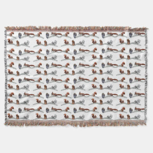 Squirrel Frenzy Throw Blanket (choose colour)