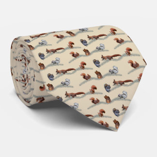 Squirrel Frenzy Tie Double Sided Print (Cream)