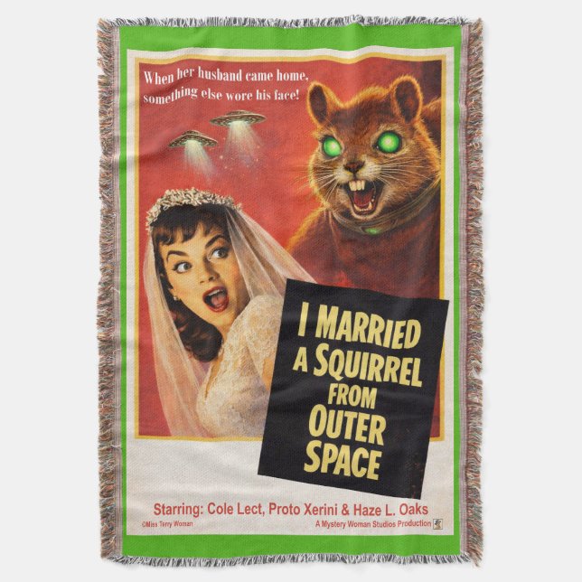 Squirrel from Outer Space Parody Throw Blanket (Front Vertical)