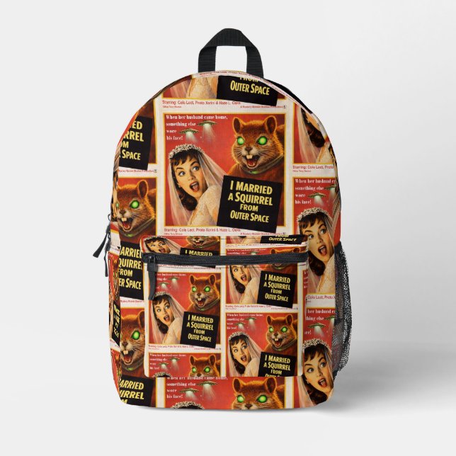 Squirrel from Outer Space Printed Backpack (Front)