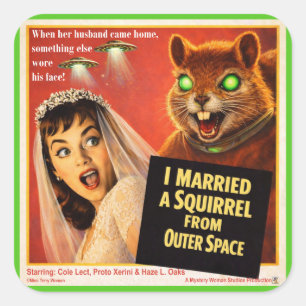 Squirrel from Outer Space Square Sticker