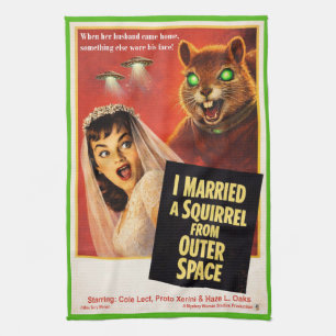 Squirrel from Outer Space Tea Towel