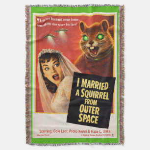 Squirrel from Outer Space Throw Blanket