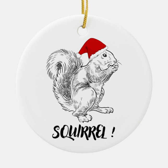Squirrel - Funny Christmas design T-Shirt Ceramic Tree Decoration (Front)
