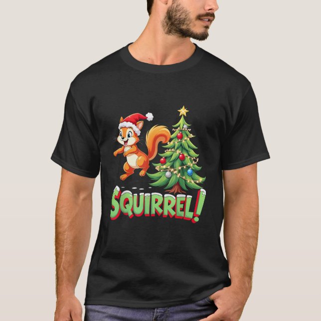 Squirrel Funny Christmas Xmas Squirrel Merry Chris T-Shirt (Front)