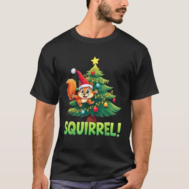 Squirrel Funny Christmas Xmas Squirrel Merry Chris T-Shirt (Front)