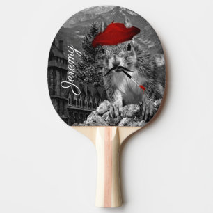 Squirrel Funny Painter with Name Ping Pong Paddle