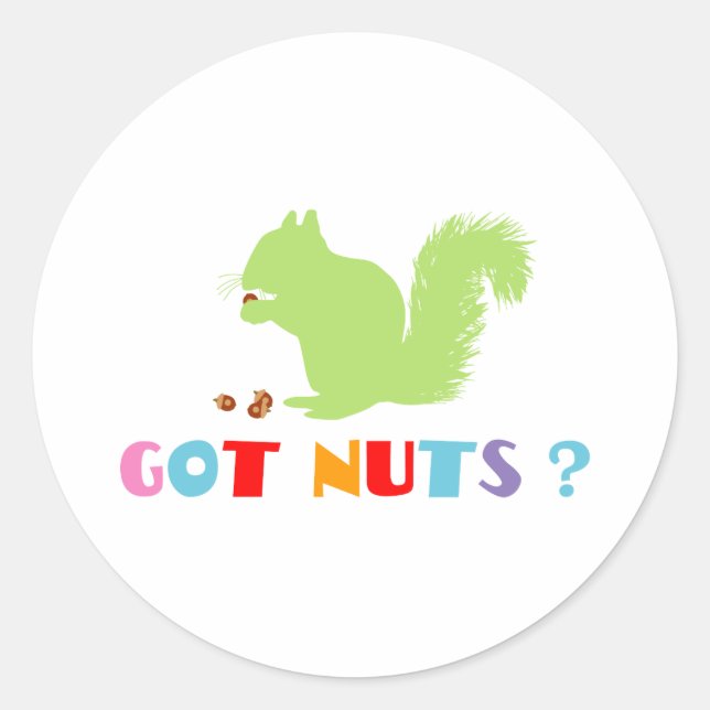 Squirrel Got Nuts? Classic Round Sticker (Front)