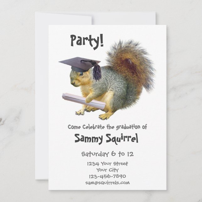 Squirrel Graduation Party Invitation (Front)
