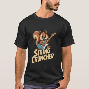 Squirrel Guitar String Cruncher Retro Humour T-Shirt