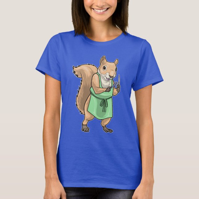 Squirrel Hairdresser Scissors Comb T-Shirt (Front)