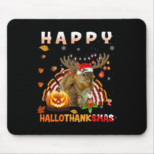 Squirrel Halloween And Merry Christmas Happy Hallo Mouse Mat
