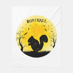 Squirrel Halloween Vintage Retro Moon Fleece Blanket