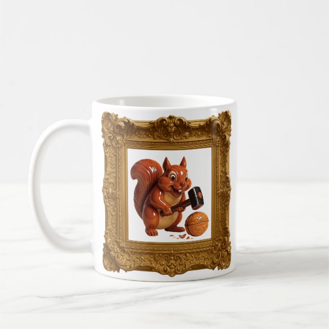 Squirrel Hammer Surprise Coffee Mug (Left)