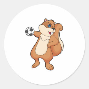 Squirrel Handball player Handball Classic Round Sticker