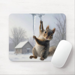 Squirrel Hanging From an Icicle Mouse Mat
