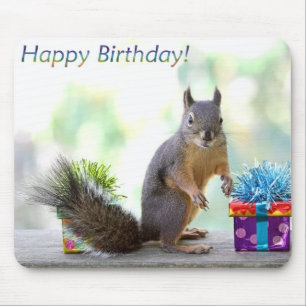 Squirrel Happy Birthday! Mouse Mat