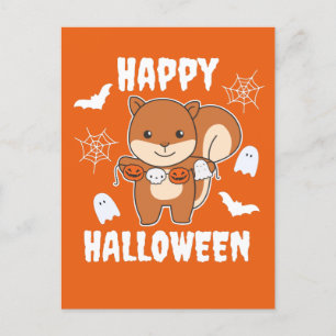 Squirrel Happy Halloween Pumpkin Costume Holiday Postcard