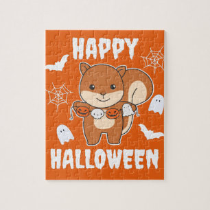 Squirrel Happy Halloween Pumpkin Costume Jigsaw Pu Puzzle