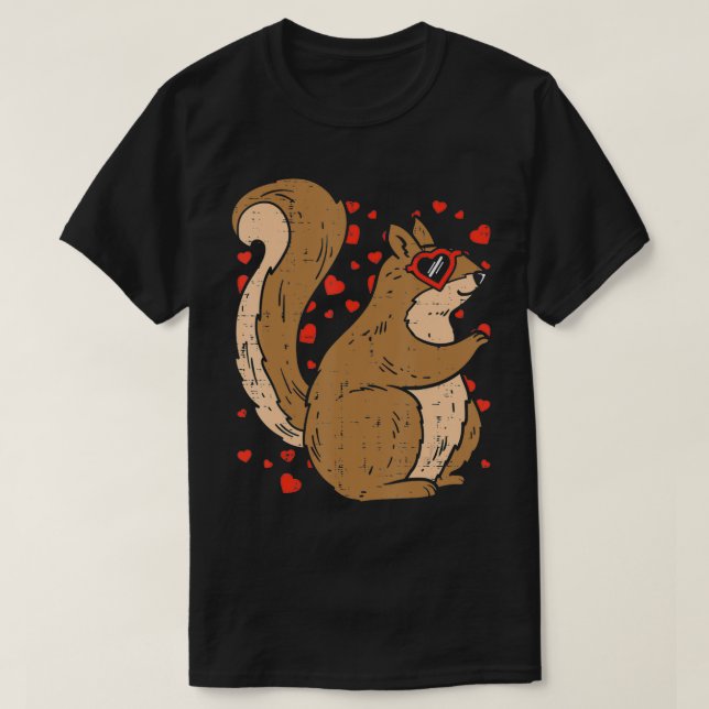 Squirrel Heart Glasses Cute Valentines Day Animal  T-Shirt (Design Front)