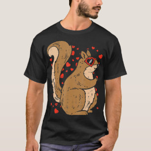 Squirrel Heart Glasses Cute Valentines Day Animal  T-Shirt