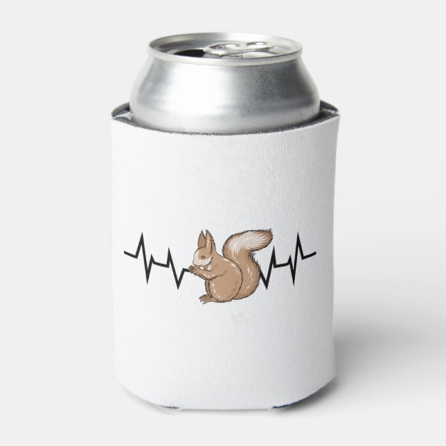 Squirrel Heartbeat Squirrel Lover Can Cooler (Can Front)