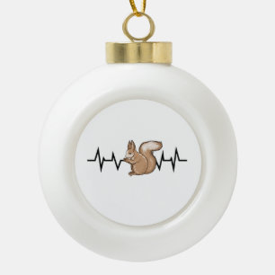 Squirrel Heartbeat Squirrel Lover Ceramic Ball Christmas Ornament