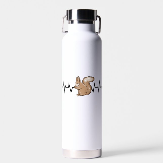 Squirrel Heartbeat Squirrel Lover Water Bottle (Front)