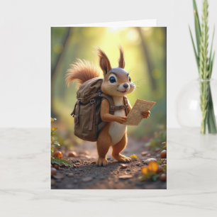 Squirrel Hiking In a Forest Card