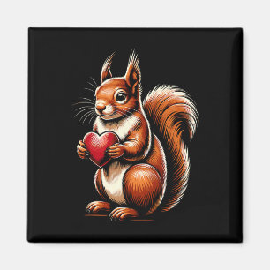Squirrel Holding Heart Valentine's Day Cute Valent Magnet