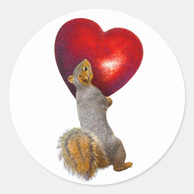 Squirrel holding Red Heart Sticker (Front)