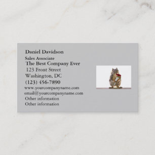 Squirrel Holding Red Rose Bouquet Business Card