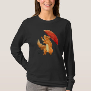Squirrel Holding Umbrella Squirrel Enthusiast T-Shirt