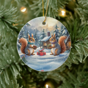 Squirrel Holiday Design By Rich AMeN Gill Ceramic Tree Decoration