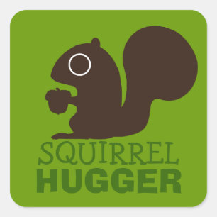 Squirrel Hugger Cute Woodland Animal Custom Square Sticker