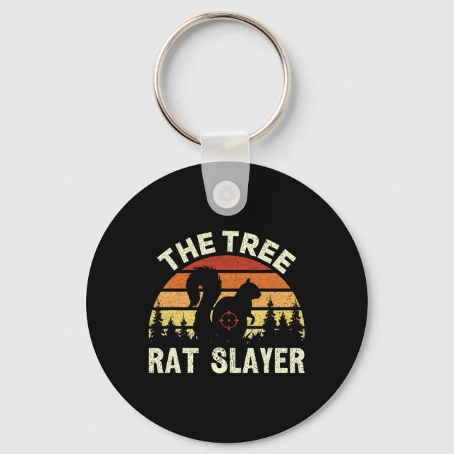 Squirrel Hunter The Tree Rat Slayer Retro Squirrel Key Ring (Front)