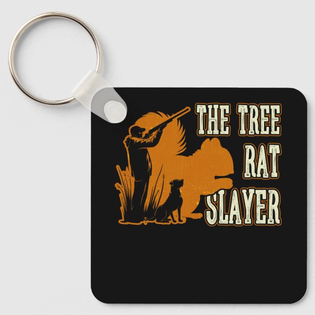 Squirrel Hunter The Tree Rat Slayer Retro Squirrel Key Ring (Front)