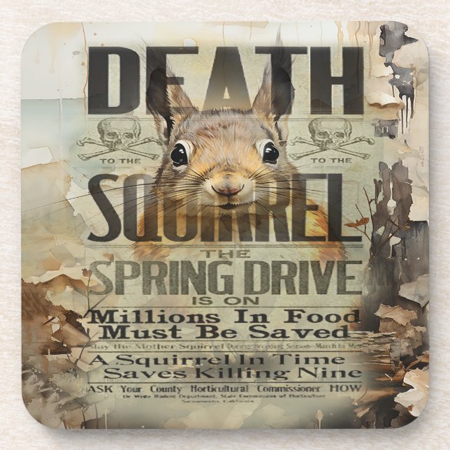 Squirrel Hunting Vintage Coaster (Front)