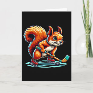 Squirrel Ice Hockey Fun Illustrated Graphic Card