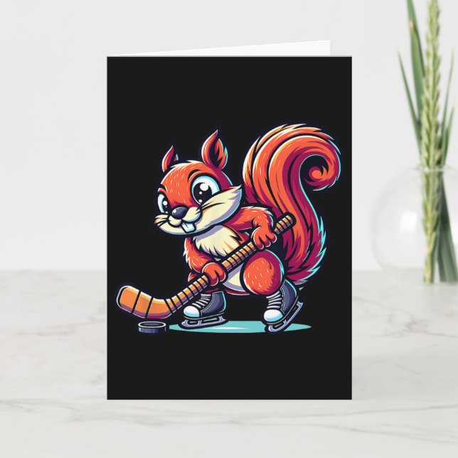 Squirrel Ice Hockey Player Fun Graphic  Card (Front)