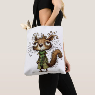 Squirrel in a Green Trenchcoat Tote Bag