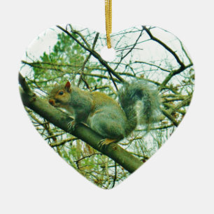 Squirrel in a Light Blue Mist Ceramic Tree Decoration