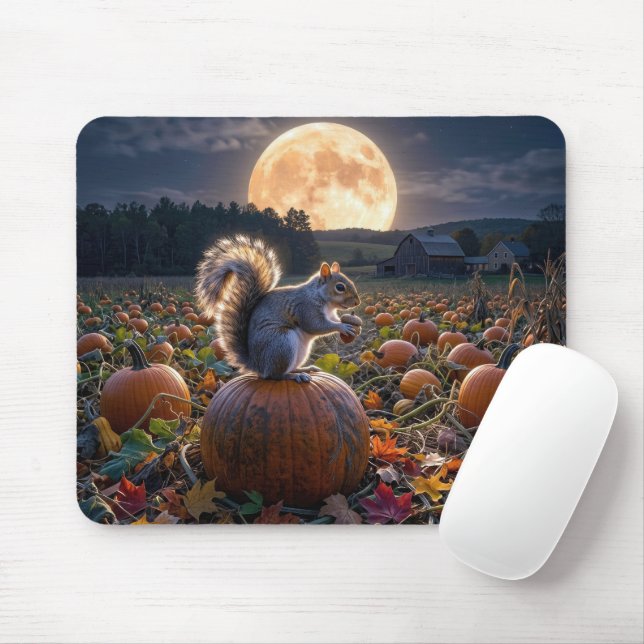 Squirrel in a Pumpkin Patch with Harvest Moon Mouse Mat (With Mouse)