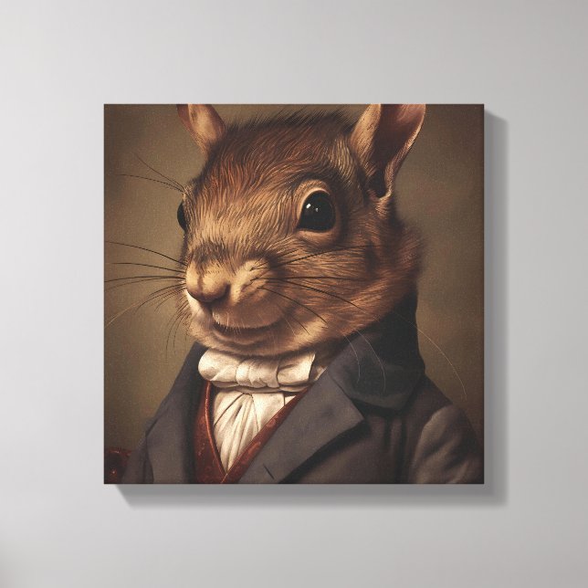 Squirrel In a Suit | Animal Art | Animal in a Suit Canvas Print (Front)