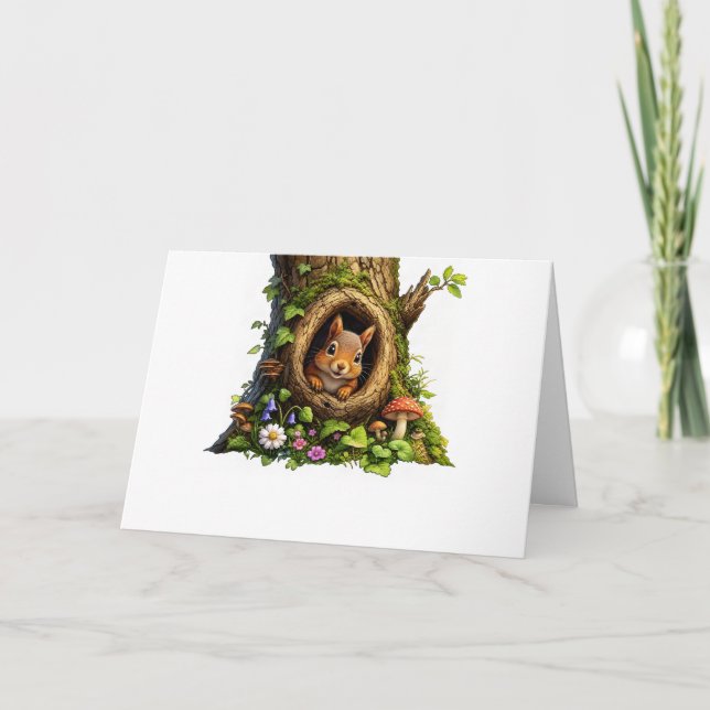 Squirrel in a Tree Hollow Card (Front)