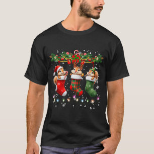 Squirrel In Christmas Socks Lights Squirrel Xmas  T-Shirt