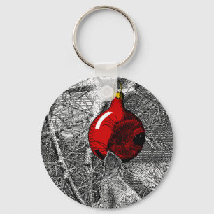 Squirrel in Christmas Tree Key Ring